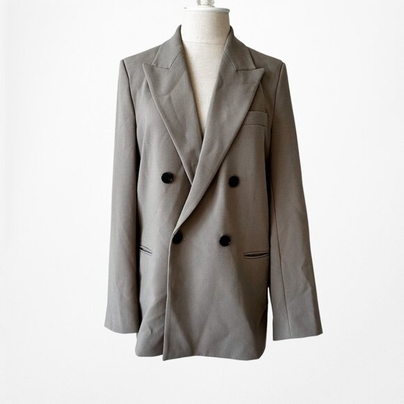 Zara Brown Double Breasted Oversized Fit Shoulder Padded Blazer Jacket Size XS/S - Picture 3 of 6